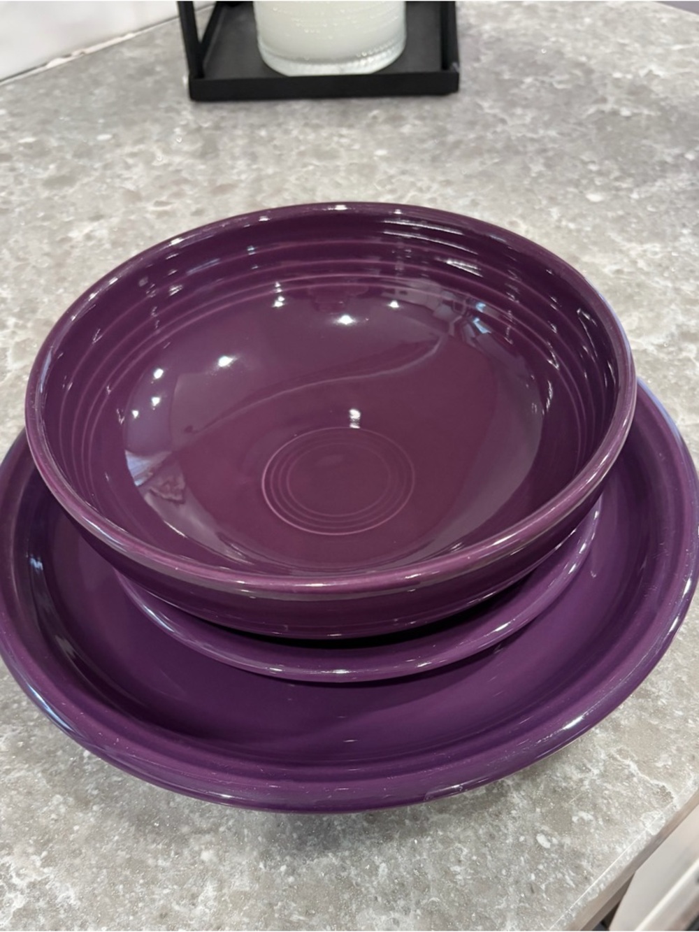 Fiestaware Deep Purple Ceramic Bowl & Plate Set